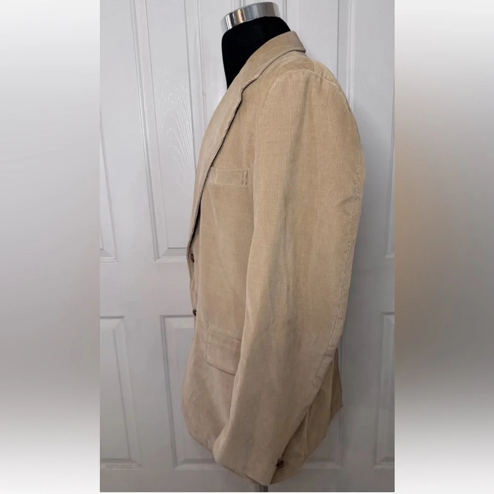 Vintage 70s Jacket Brad Whitney Mens Sports Coat Blazer Tan Corduroy Sz 44 Long
